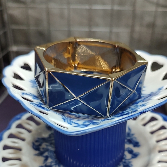 Source Unknown Jewelry - Geometric Blue and Gold Bracelet
